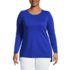 Women's Plus Size Cotton Polyester Long Sleeve Open Crew Neck Tunic, Front