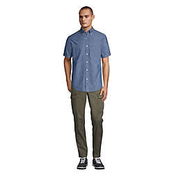 Men's Short Sleeve Button Down Chambray Traditional Fit Shirt, alternative image