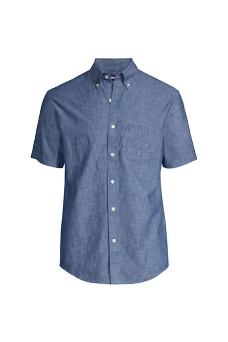 Men's Traditional Fit Short Sleeve Button Down Chambray Shirt