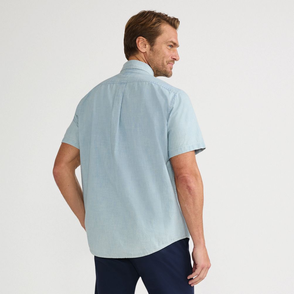 Men's Short Sleeve Button Down Chambray Shirt | Lands' End