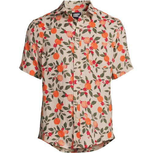 Men's Traditional Fit Short Sleeve Linen Shirt | Lands' End