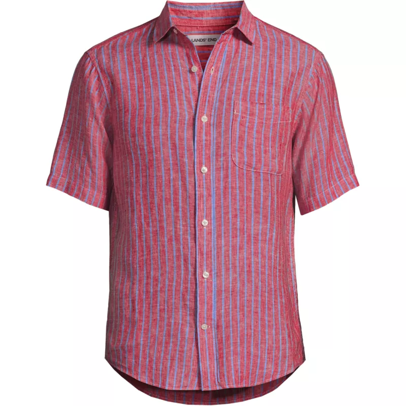 Men's Traditional Fit Short Sleeve Linen Shirt, Front