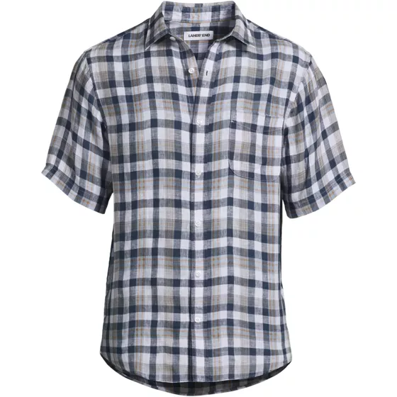 Men's Traditional Fit Short Sleeve Linen Shirt - primary