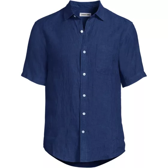 Men's Tall Traditional Fit Short Sleeve Linen Shirt - primary