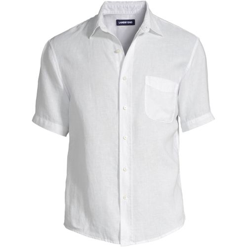 Men's Rugged Linen Blend Shirt, Short-Sleeve, Traditional Untucked Fit