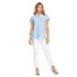 Women's Petite Seersucker Short Sleeve Notch Neck Tunic Top, alternative image