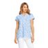 Women's Petite Seersucker Short Sleeve Notch Neck Tunic Top, Front
