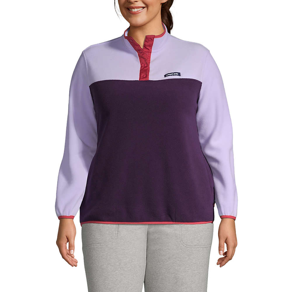 Women's Plus Size Heritage Fleece Snap Neck Pullover, Front