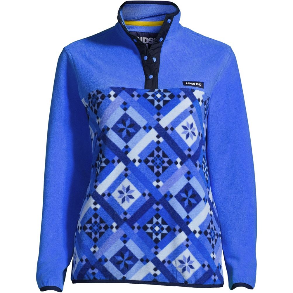 Vera Bradley Fleece Pullover Top Jacket Snap Mock Neck Floral Blue Plus 2XL  XXL
