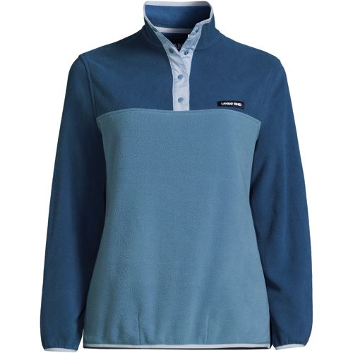 Lands End Women's 1/4 Zip Fleece Pullover - Blue & Green - SIze