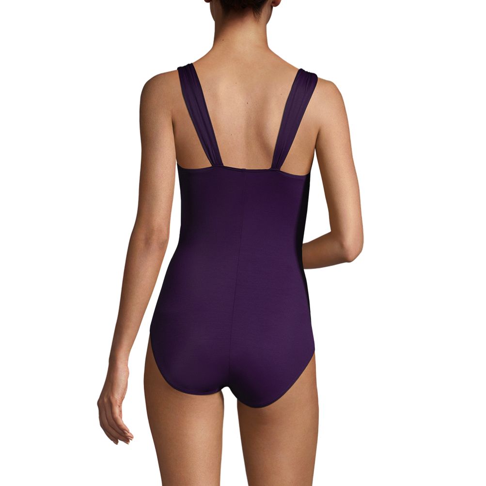 Women's Lands' End Mastectomy Tugless Chlorine Resistant One-Piece Swimsuit