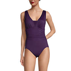 Women's Mastectomy Slender Grecian Tummy Control Chlorine Resistant One Piece Swimsuit, Front