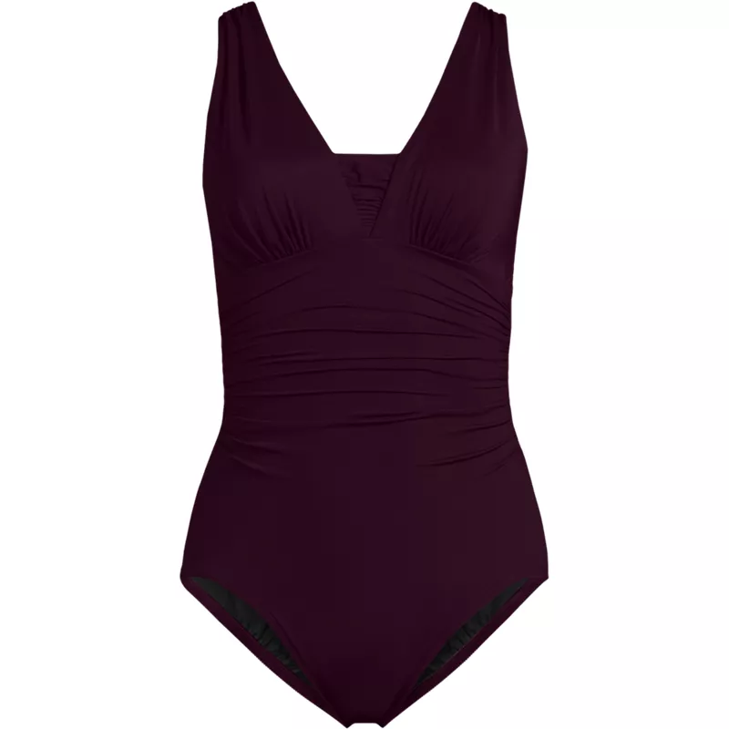 Women's Mastectomy SlenderSuit Grecian Tummy Control One Piece Swimsuit, Front