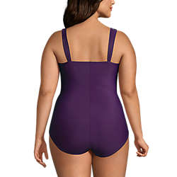 Women's Plus Size Slender Grecian Tummy Control Chlorine Resistant One Piece Swimsuit, Back