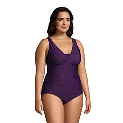 Women's Plus Size Slender Grecian Tummy Control Chlorine Resistant One Piece Swimsuit, alternative image