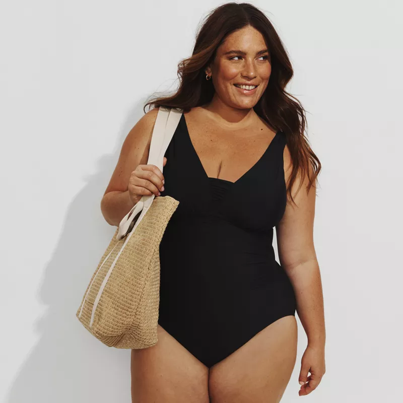 Women's Petite SlenderSuit Grecian Low Leg One Piece Swimsuit, alternative image