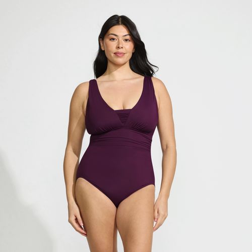 Women's SlenderSuit Grecian Low Leg One Piece Swimsuit, Front