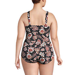 Women's Plus Size Slender Grecian Tummy Control Chlorine Resistant One Piece Swimsuit Print, Back