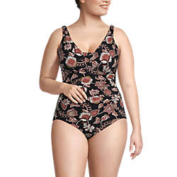 Women's Plus Size Slender Grecian Tummy Control Chlorine Resistant One Piece Swimsuit Print, Front
