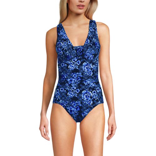 Women's Slender Suit Grecian Low Leg One Piece Swimsuit, Front