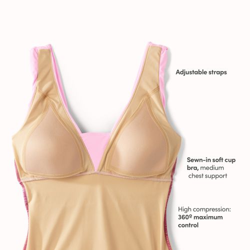  Lands' End Gemusterter Shape-badeanzug Mit V-ausschnitt Slender, Damen, Größe:48 Plus, Lila, Elasthan/nylon-mischung, By Lands' End 