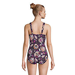 Women's Slender Grecian Tummy Control Chlorine Resistant One Piece Swimsuit Print, Back