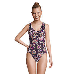 Women's Slender Grecian Tummy Control Chlorine Resistant One Piece Swimsuit Print, Front