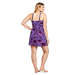 Women's DDD-Cup Slender Tummy Control Underwire Swim Dress One Piece Swimsuit Print, Back
