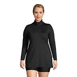 Women's Plus Size Quarter Zip Long Sleeve Tunic Rash Guard Cover-up UPF 50 Sun Protection, alternative image