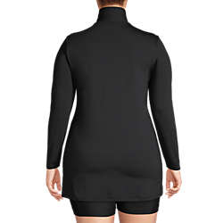 Women's Plus Size Quarter Zip Long Sleeve Tunic Rash Guard Cover-up UPF 50 Sun Protection, Back