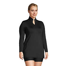Women's Plus Size Quarter Zip Long Sleeve Tunic Rash Guard Cover-up UPF 50 Sun Protection, alternative image