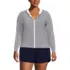 Women's Plus Size SunShade UPF 50 Hooded Zip Front Rash Guard, Front