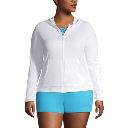 Women's Plus Size Long Sleeve Hooded Full Zip UPF 50 Rash Guard  - image 1