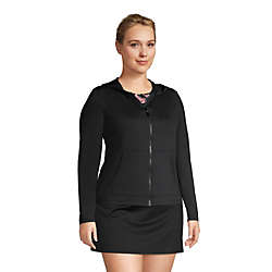 Women's Plus Size Hooded Full Zip Long Sleeve Rash Guard UPF 50 Sun Protection Cover-up Pockets, alternative image