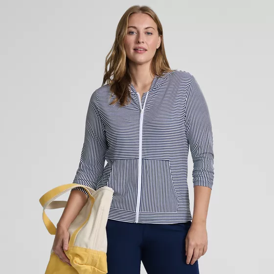 Women's Plus Size SunShade UPF 50 Hooded Zip Front Rash Guard - primary