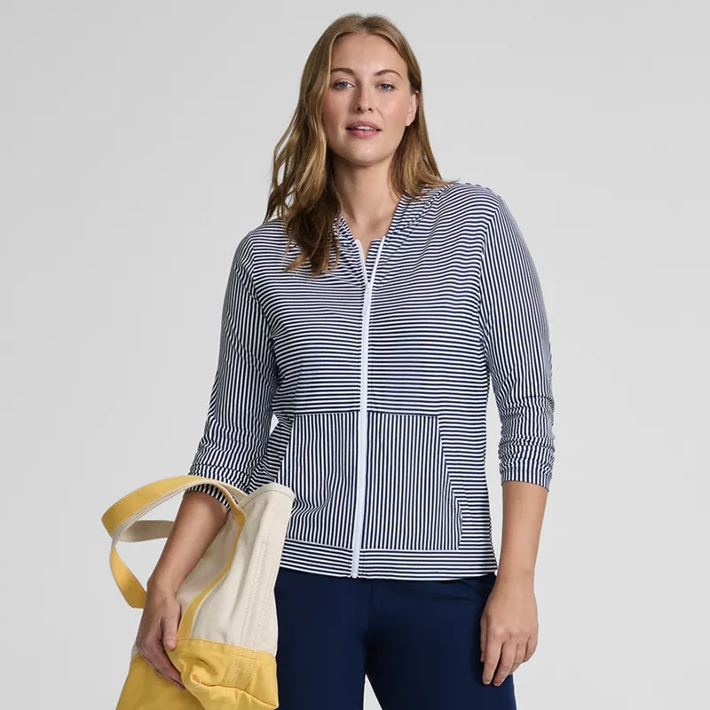 Women's Plus Size SunShade UPF 50 Hooded Zip Front Rash Guard, alternative image