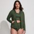 Women's Plus Size Long Sleeve Hooded Full Zip UPF 50 Rash Guard , Front