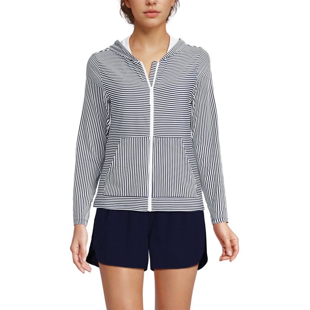 Women's SunShade UPF 50 Hooded Zip Front Rash Guard | Lands' End