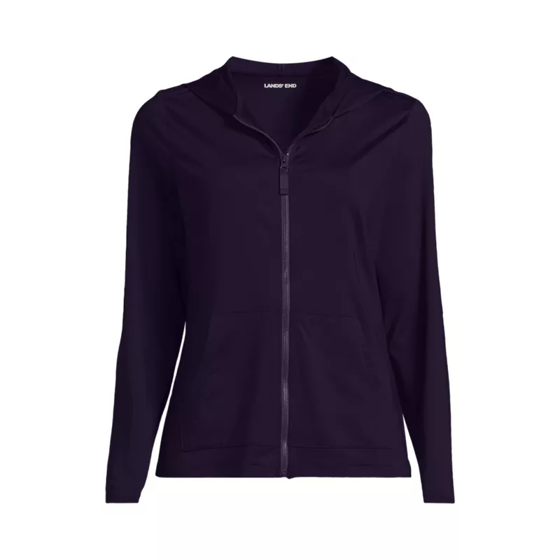 Women's SunShade UPF 50 Hooded Zip Front Rash Guard, Front