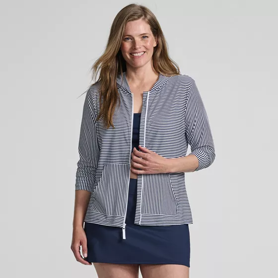 Women's SunShade UPF 50 Hooded Zip Front Rash Guard - primary