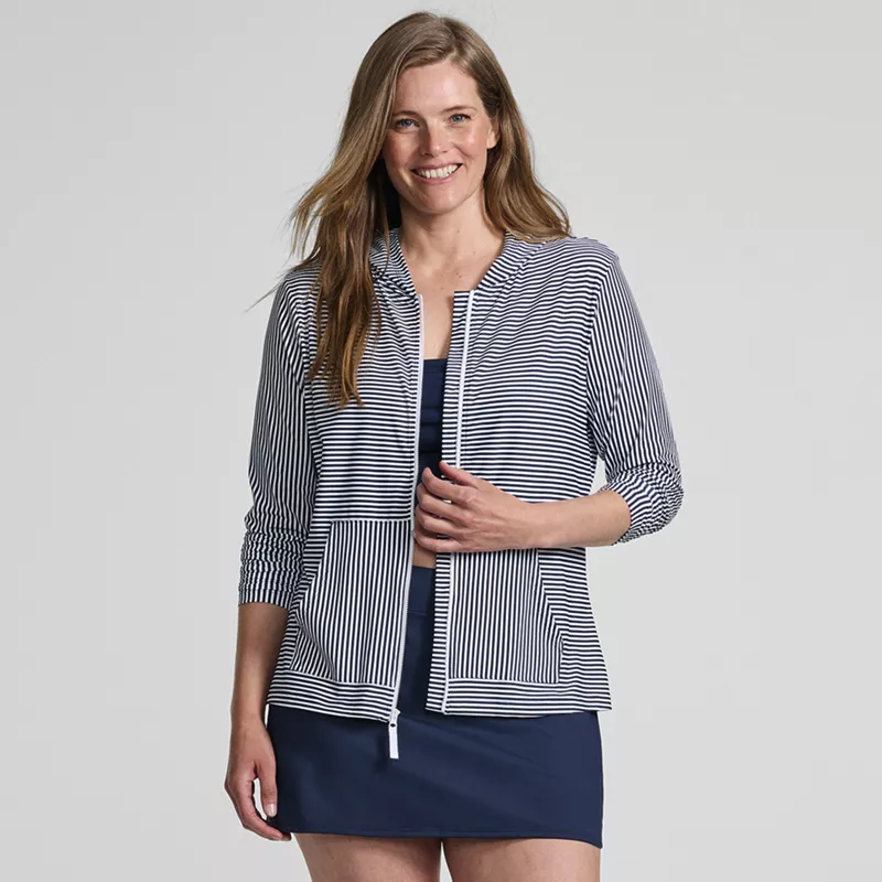 Women's SunShade UPF 50 Hooded Zip Front Rash Guard, alternative image
