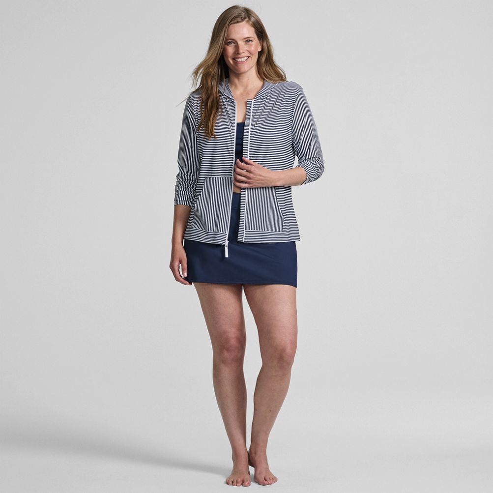 Women's SunShade UPF 50 Hooded Zip Front Rash Guard | Lands' End