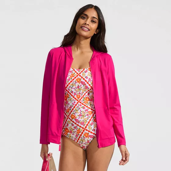 Women's SunShade UPF 50 Hooded Zip Front Rash Guard - primary