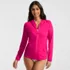 Women's SunShade UPF 50 Hooded Zip Front Rash Guard, Front