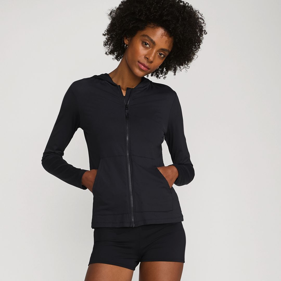 Women's Hooded Full Zip Long Sleeve Rash Guard UPF 50 Cover-up