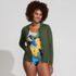Women's Long Sleeve Hooded Full Zip UPF 50 Rash Guard , Front