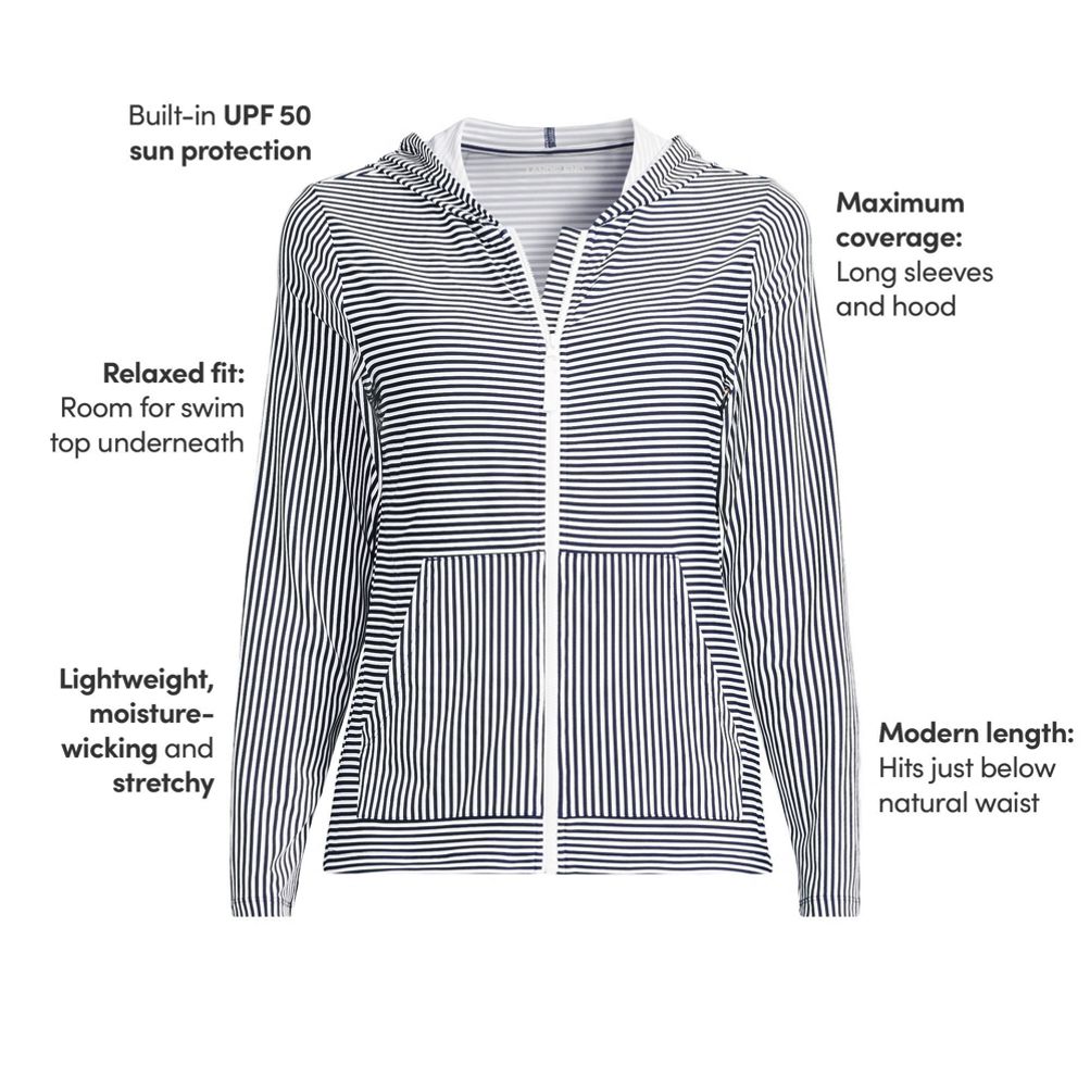Women's SunShade UPF 50 Hooded Zip Front Rash Guard | Lands' End