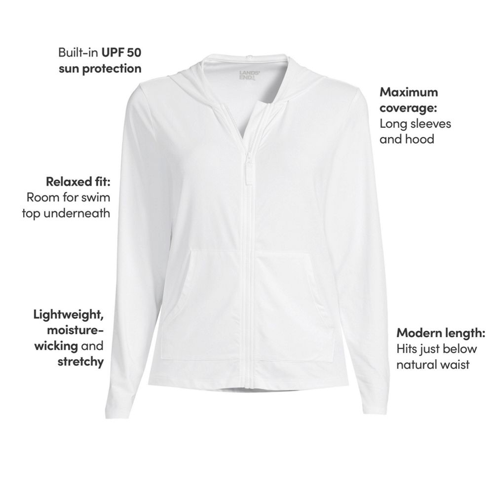 Women's SunShade UPF 50 Hooded Zip Front Rash Guard | Lands' End