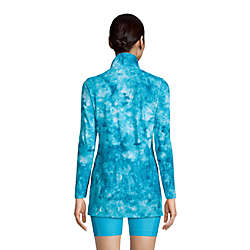 Women's Quarter Zip Long Sleeve Tunic Rash Guard Cover-up UPF 50 Sun Protection Print, Back