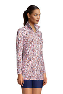 Women's Quarter Zip Long Sleeve Tunic Rash Guard Cover-up UPF 50 Sun Protection Print, alternative image